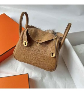 Mini Lindy Clemence 4B bisküvi Haki Altın Donanım 19cm Tam El Yapımı Ghw