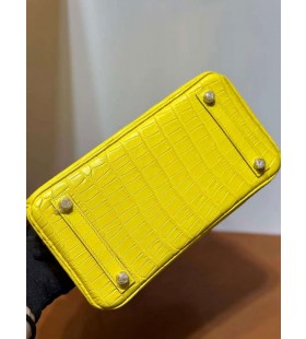 Birkin Mat Timsah M9 Nergis sarı Altın Donanım 25cm Tam El Yapımı Ghw