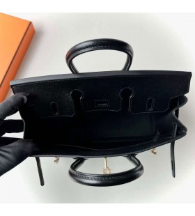 Birkin Chevre Ck89 Siyah Altın Donanım 25cm Tam El Yapımı Ghw