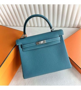 Kelly Togo Ck75 Denim mavi GümüŠDonanım 25cm Tam El Yapımı Phw