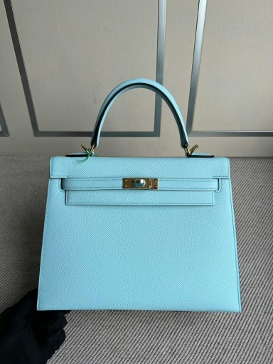Kelly Epsom U2 azul fresco de Oro de Hardware 25cm Completo hecho a Mano