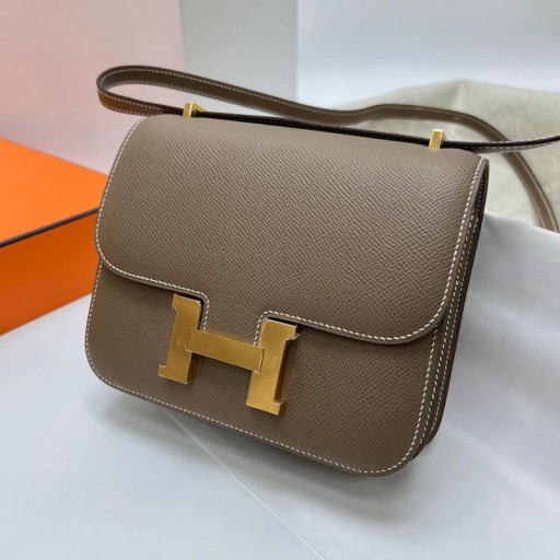 Constanza Epsom Ck18 color cáñamo Gris Hardware de Oro Ghw 18cm Completo hecho a Mano