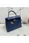 Kelly Toque de Epsom y Brillante de Cocodrilo Ck73 Gema azul Hardware de Oro GHW 25cm Completo hecho a Mano