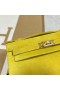 Mini Kelly Pochette de Gamuza 9R Limón Amarillo Oro de Hardware 22cm Completo hecho a Mano