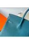 Birkin Togo W0 Vert Bosphore de Plata de Hardware Phw 25cm Completo hecho a Mano