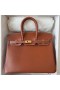Birkin Barenia Ck37 Marrón de Oro de Oro de Hardware Ghw 25cm Completo hecho a Mano