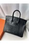 Birkin Mate de Cocodrilo Cocodrilo Ck89 Negro Hardware de Oro 25cm Completo hecho a Mano Ghw