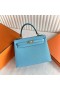 Kelly Epsom 7N Candy Blue Hardware de Oro 25cm Completo hecho a Mano Ghw