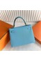 Kelly Epsom 7N Candy Blue Hardware de Oro 25cm Completo hecho a Mano Ghw