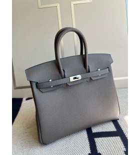 Birkin Epsom 8F Etain gris & zafiro Plata de Hardware PHW 25cm Completo hecho a Mano