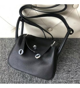 Mini Lindy Clemence Ck89 Negro de Plata de Hardware 19cm Completo hecho a Mano