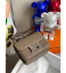 Constance Epsom Ck18 Etoupe Grey Silver Hardware 18cm Full Handmade