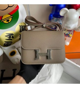 Constance Epsom Ck18 Etoupe Grey Silver Hardware 18cm Full Handmade