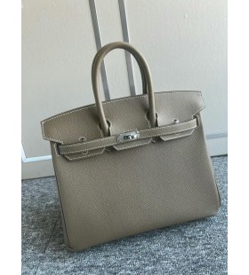 Birkin Epsom Ck18 color cáñamo Gris Plata de Hardware 25cm Completo hecho a Mano