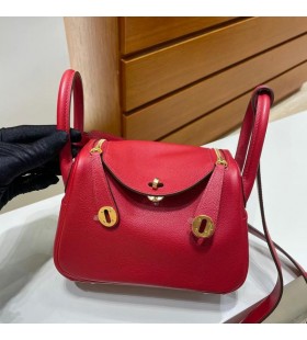 mini lindy Evercolor Q5 color rojo brillante Ghw el Hardware de Oro 20cm Completo hecho a Mano
