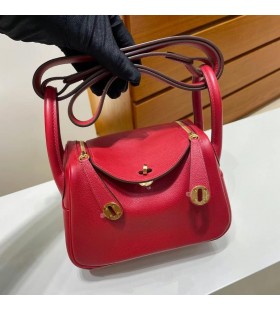 mini lindy Evercolor Q5 color rojo brillante Ghw el Hardware de Oro 20cm Completo hecho a Mano