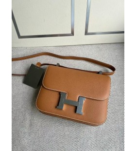 Constanza NUEVA monocapa de Epsom Ck37 Oro marrón Plata de Hardware 24cm Completo hecho a Mano