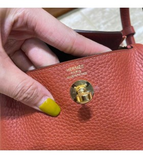 Mini Lindy Clemence & Tejido de la correa de la Calabaza de color de Oro de Hardware 20cm Completo hecho a Mano