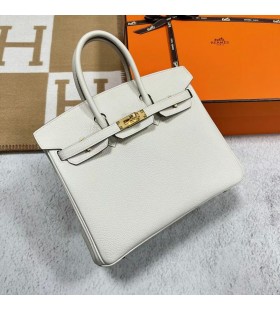 Birkin Togo 8L de Hielo de Oro Blanco de Hardware 25cm Completo hecho a Mano