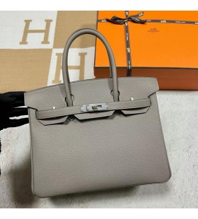 Birkin Togo M8 gris ashpite de Plata de Hardware Phw 30cm Completo hecho a Mano