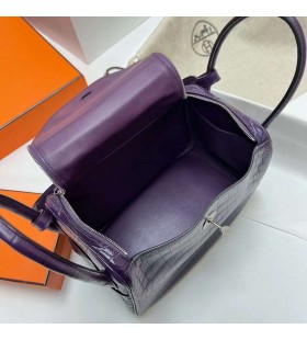 Lindy Mate Nilo Cocodrilo Ck95 de uva púrpura de Plata de Hardware Phw 26cm Completo hecho a Mano