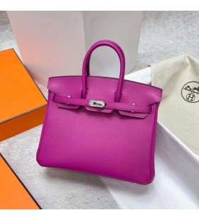Birkin Swift L3 Rosa Púrpura de Plata de Hardware Phw 25cm Completo hecho a Mano