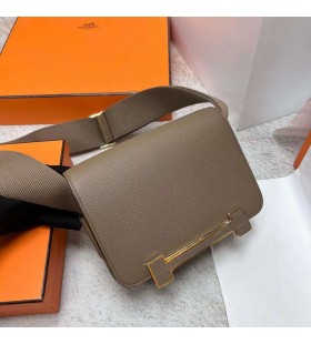 Geta Chevre Ck18 color cáñamo Gris Hardware de Oro Ghw 20cm Completo hecho a Mano
