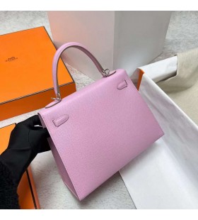 Kelly Epsom 09 De color rosa Púrpura de Plata de Hardware Phw 25cm Completo hecho a Mano