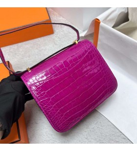 Constanza Brillante de Cocodrilo Cocodrilo J5 Deep purple Hardware de Oro Ghw 18cm Completo hecho a Mano