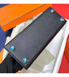 Kelly Epsom Ck89 Negro de Plata de Hardware Phw 25cm Completo hecho a Mano