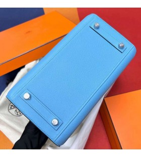 Birkin Sellier Epsom P3 Candy Blue & L3 Rosa Púrpura de Plata de Hardware MPhw 25cm Completo hecho a Mano