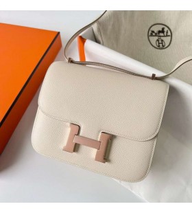 Constanza Epsom Ck10 de color Blanco Cremoso Rosa de Oro de Hardware Rghw 18cm Completo hecho a Mano