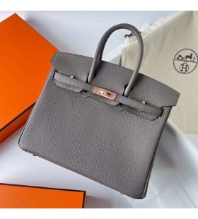 Birkin Togo 8F tinware gris Rosa de Oro de Hardware Rghw 25cm Completo hecho a Mano