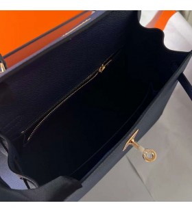 Kelly Epsom Ck73 Gema Azul Hardware de Oro Ghw 25cm Completo hecho a Mano