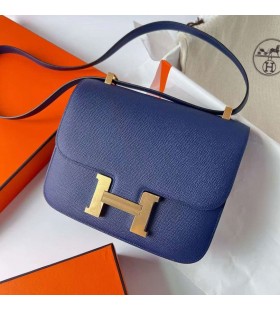 Constanza Epsom Ck73 Gema Azul Hardware de Oro Ghw 24cm Completo hecho a Mano