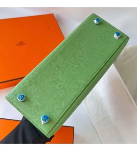 Kelly Epsom i3 Aguacate verde Hardware de Oro Ghw 25cm Completo hecho a Mano