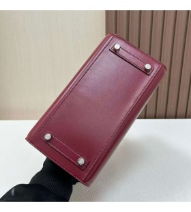Birkin Sellier Cuadro Ck55 de color Rojo Parduzco de Plata de Hardware 25cm Completo hecho a Mano Phw