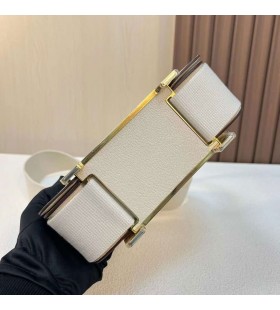 Bolsas de Geta Chever i2 Blanco Cremoso Hardware de Oro 20cm Completo hecho a Mano Ghw
