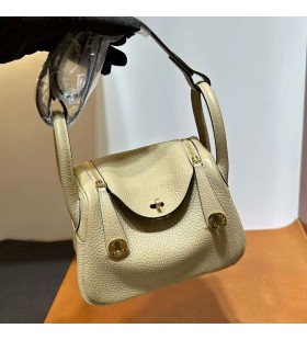 Mini Lindy Clemence S2 Luz de color Caqui de Oro de Hardware 19cm Completo hecho a Mano Ghw