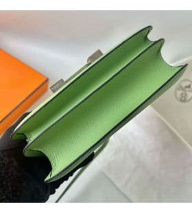 Constance Epsom i3 Avocado green Lizard & crocodile buckle Silver Hardware 18cm Full Handmade Phw