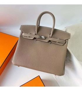 Birkin Togo Ck18 color cáñamo Gris Plata de Hardware 25cm Completo hecho a Mano Phw