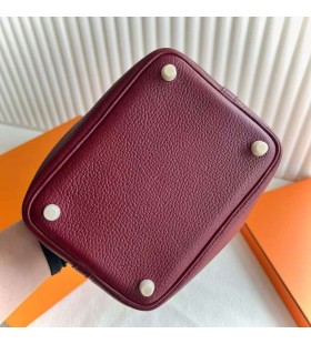 Picotin Clemence Ck55 rojo Burdeos Hardware de Oro de 18 cm Completo hecho a Mano Ghw