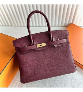 Birkin Togo Ck55 de color rojo Parduzco el Hardware de Oro 30cm Completo hecho a Mano Ghw