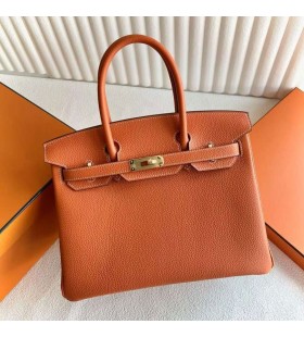 Birkin Togo Ck93 Naranja Blanco de la Línea de Hardware de Oro 30cm Completo hecho a Mano Ghw