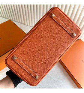 Birkin Togo Ck93 Naranja Blanco de la Línea de Hardware de Oro 30cm Completo hecho a Mano Ghw