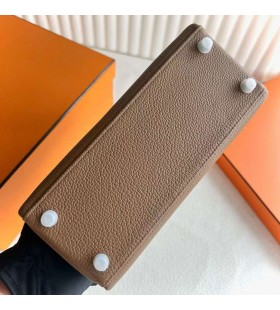 Kelly Togo 3G de color CastaÃ±o & Rosa de Plata de Hardware 25cm Completo hecho a Mano Phw