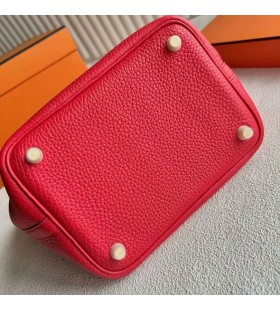 Picotin Clemence TC S3 de color Rojo Brillante Hardware de Oro de 18 cm Completo hecho a Mano Ghw