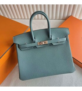 Birkin Togo 7G indigo cian Rosa de Oro de Hardware 25cm Completo hecho a Mano Rghw