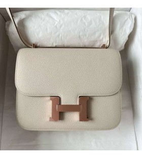 Constanza Epsom Ck10 de color Blanco Crema Rosa de Oro de Hardware 18cm Completo hecho a Mano RGhw