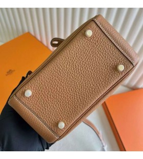 Mini Lindy Clemence 1H Oro Marrón de Oro de Hardware 19cm Completo hecho a Mano Ghw